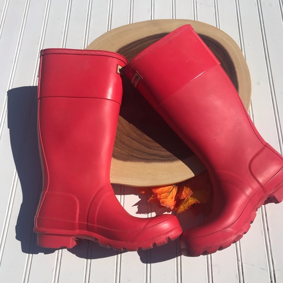 Hunter Hot Pink Wellies Rain Rubber Boots - Picture 2 of 8